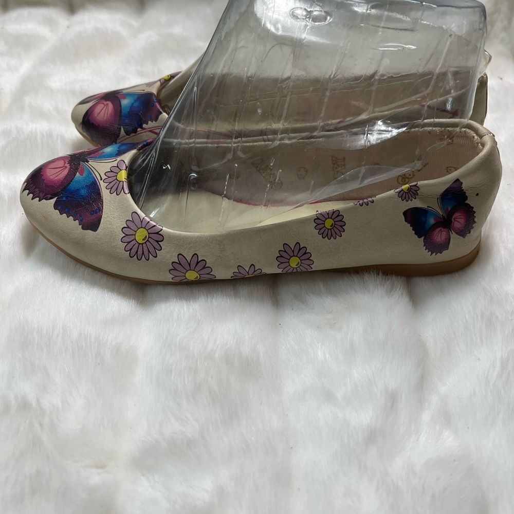Goby Daisy & Butterfly multi color ballerina flats round toe slip on SZ Euro 37 - Picture 5 of 10